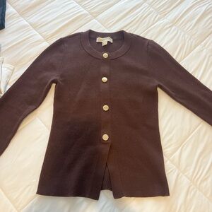 Michael Kors Brown Button-Up Cardigan
